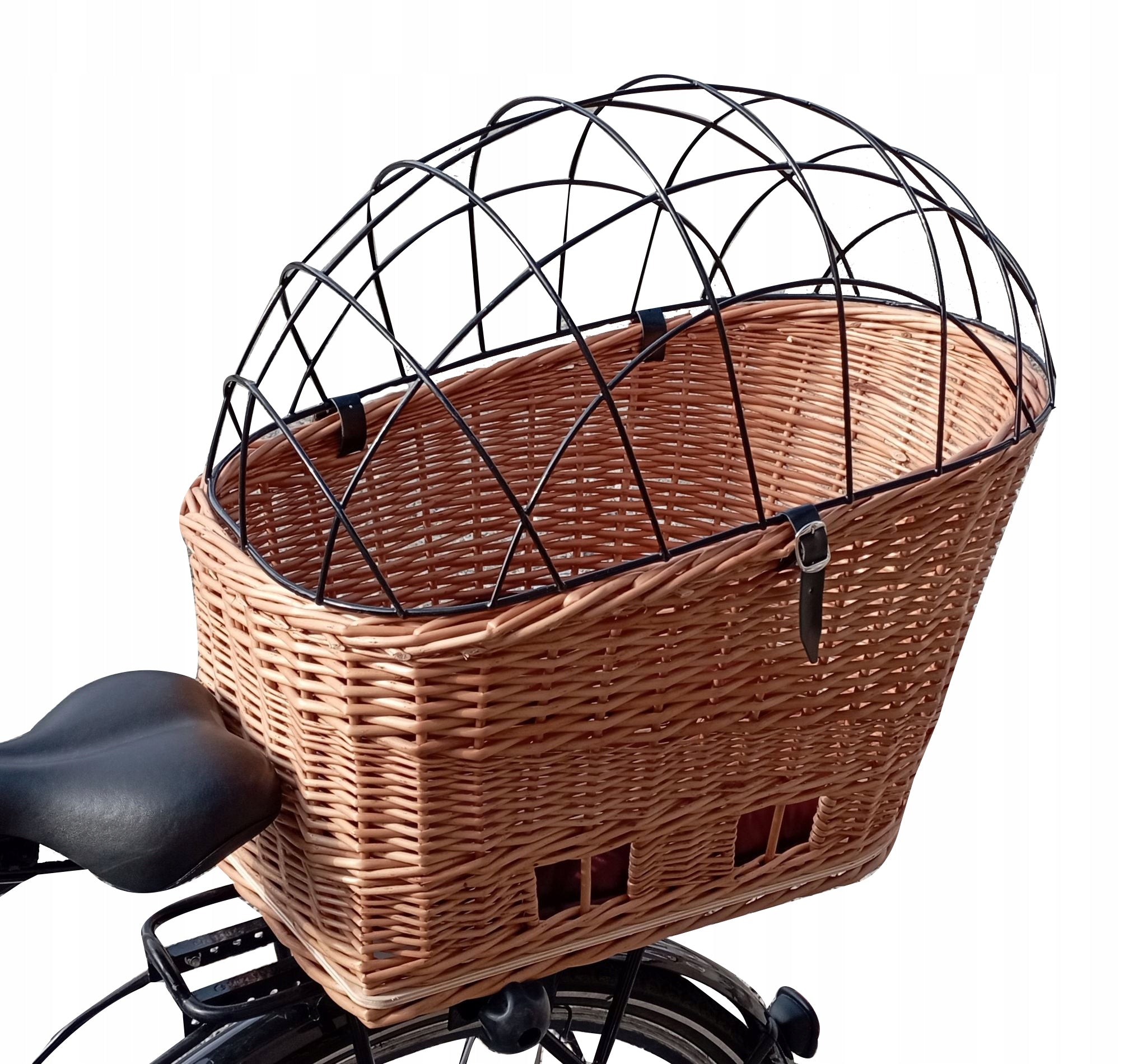 LARGE wicker basket for LUGGAGE RACK Bike basket for DOG + Pillow