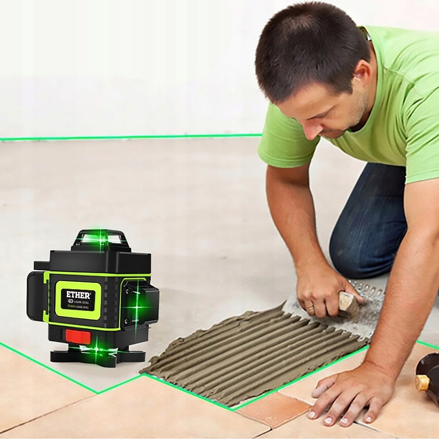 LASER LEVEL 16 LINES CROSS LASER + TRIPOD 150 CM +2AKU SET XXL Manufacturer code ETHER 4D