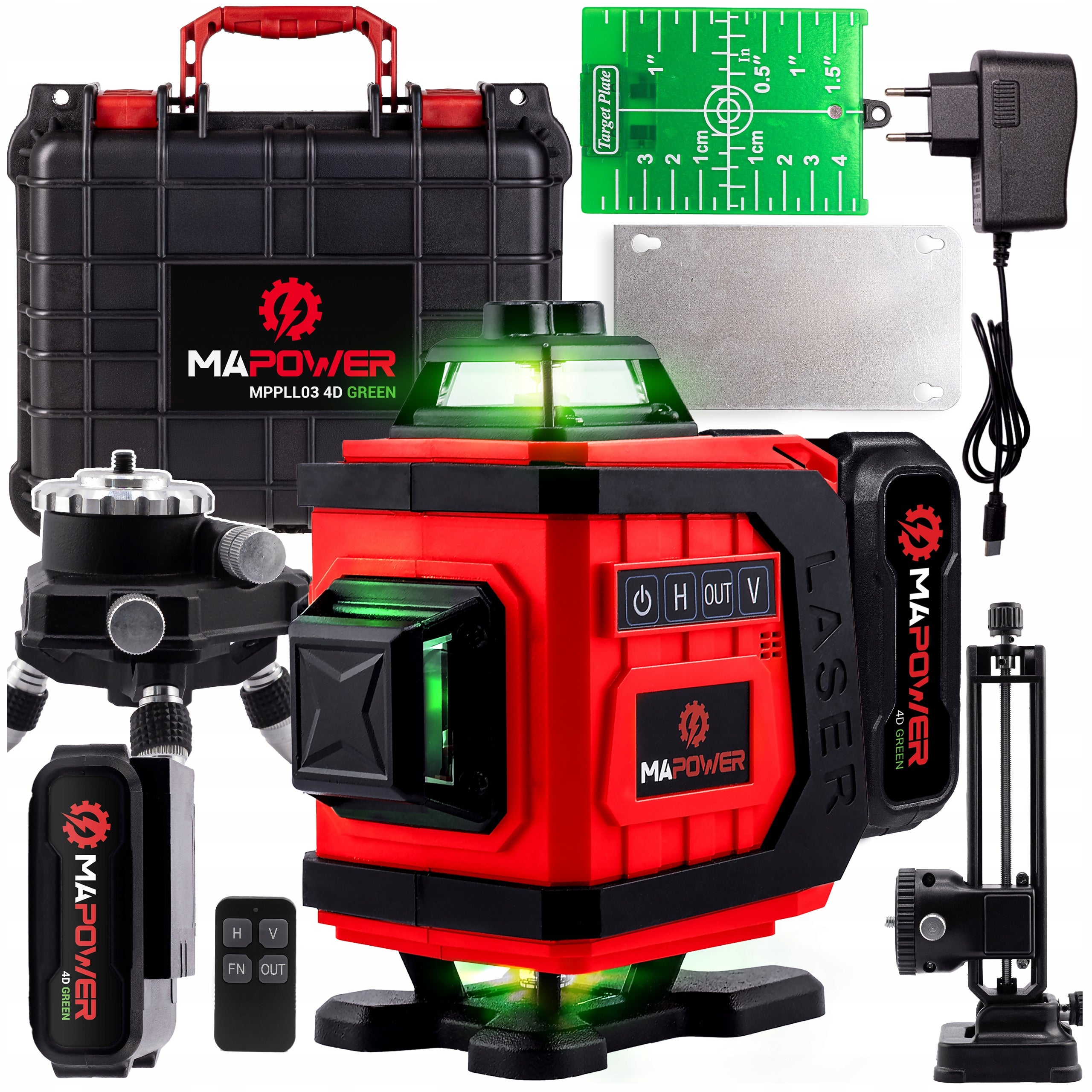 LASER LEVEL CROSS LASER 360 4D GREEN ELECTRONIC COMPENSATOR