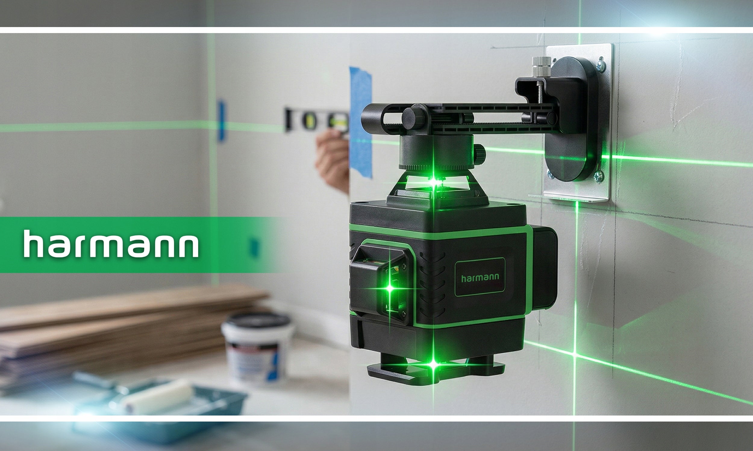 LASER LEVEL CROSS LASER 4D 16 LINES 360 LASER SET +STAND Power supply rechargeable battery