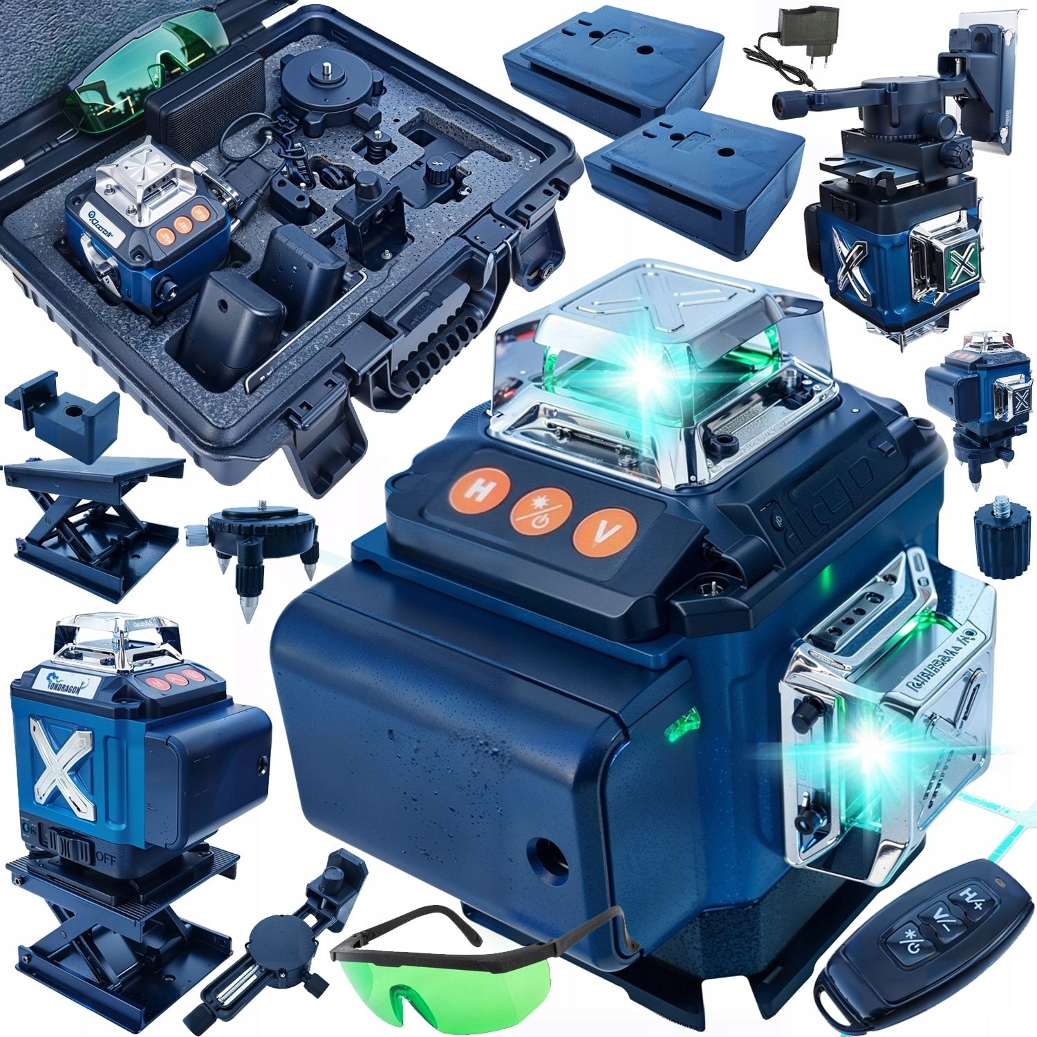 LASER LEVEL CROSS LASER GREEN SELF-LEVELING 4D 360 2 BATTERIES
