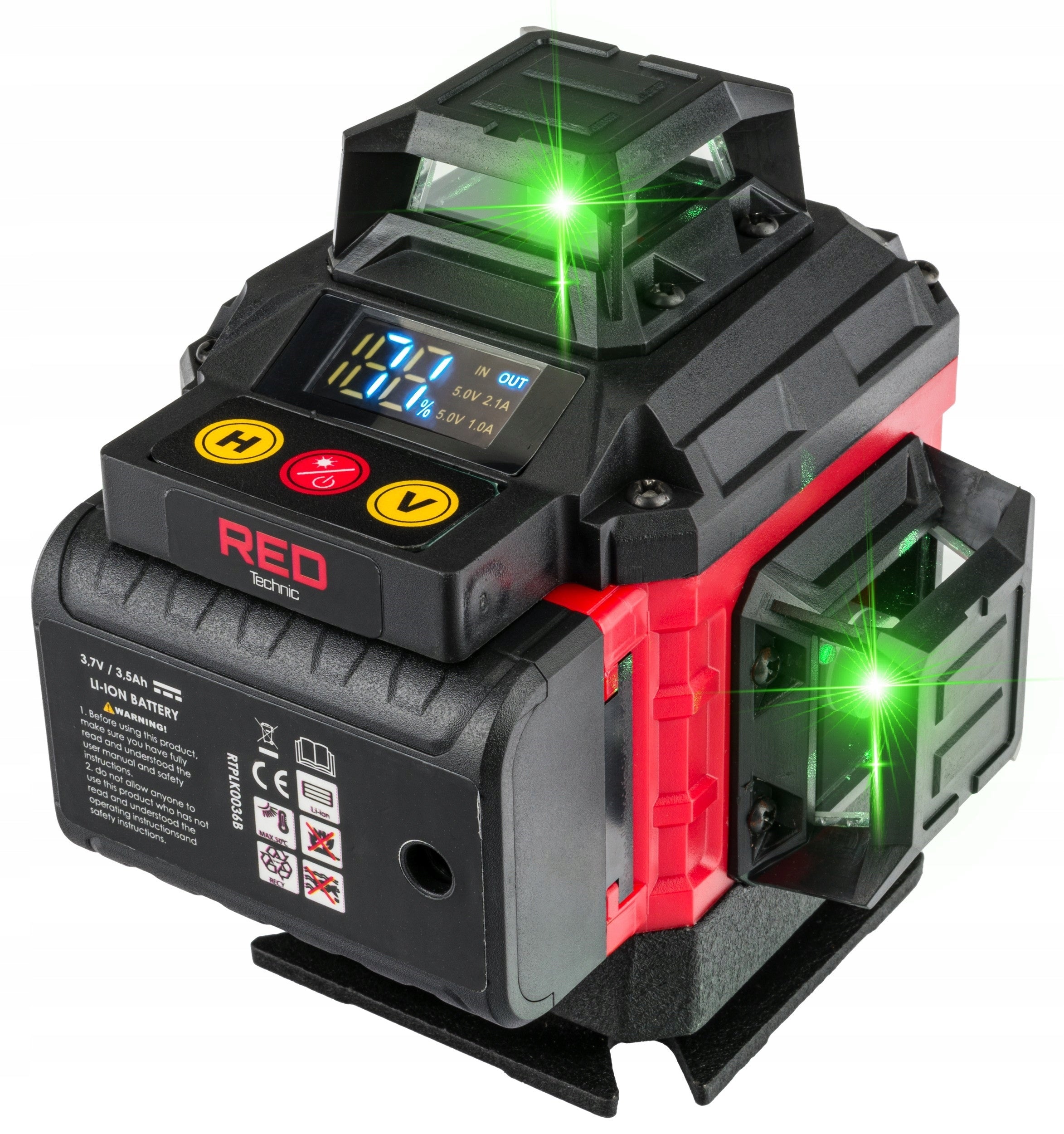 LASER LEVEL CROSS LASER GREEN SELF-LEVELING 4D 360 BATTERIES Maximum working range 40 m