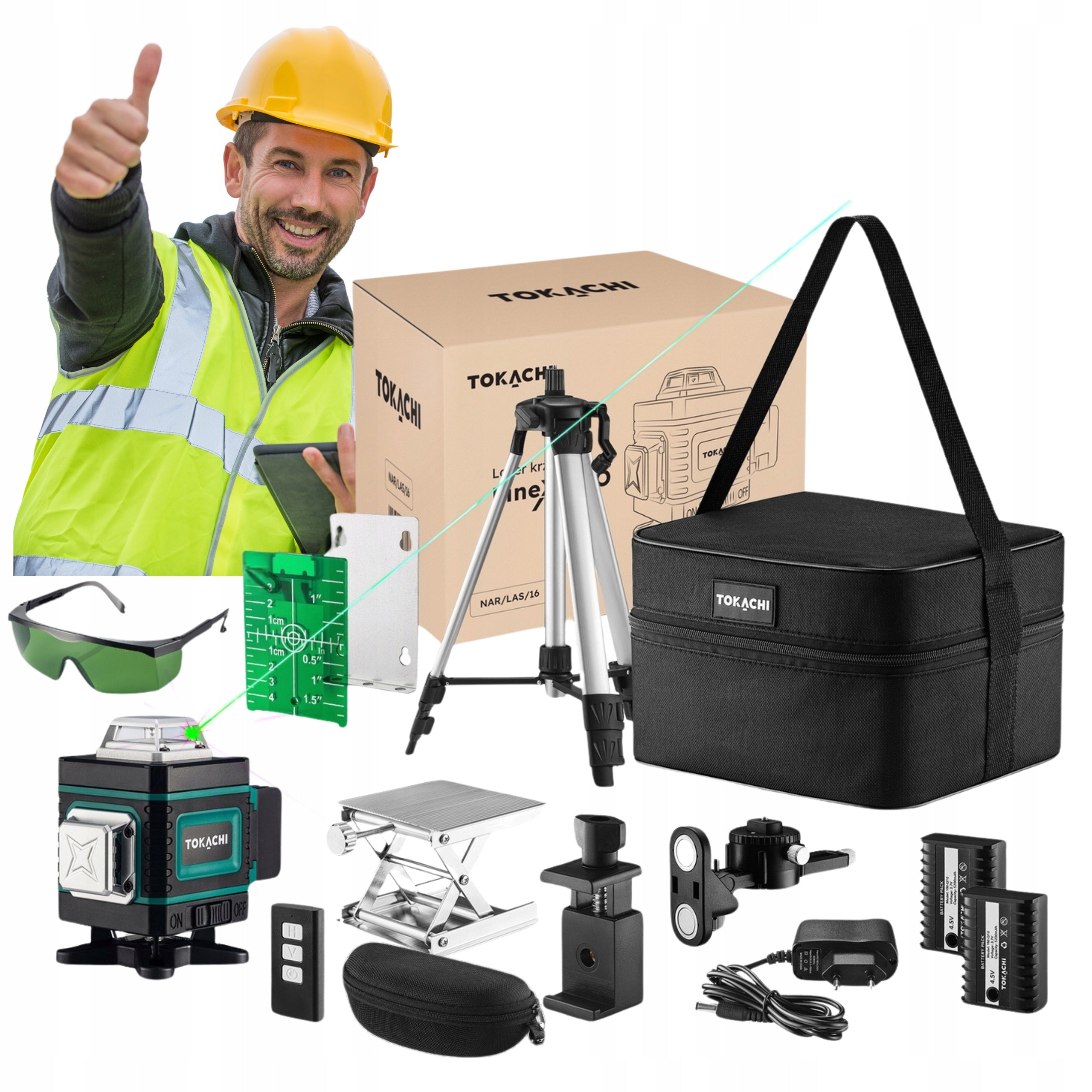 LASER LEVEL PRO 4D PLANE 360 CROSS LASER GREEN WITH TRIPOD