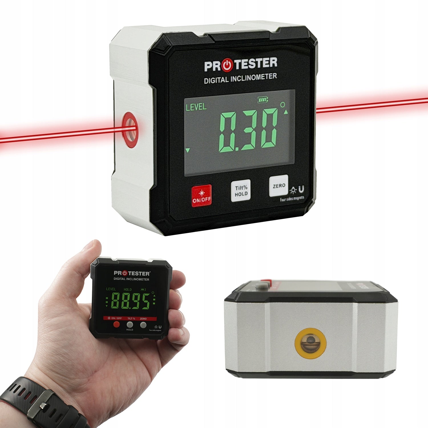 LASER PROTRACTOR 4х90° DIGITAL LEVEL WITH MAGNET INCLINOMETER METER