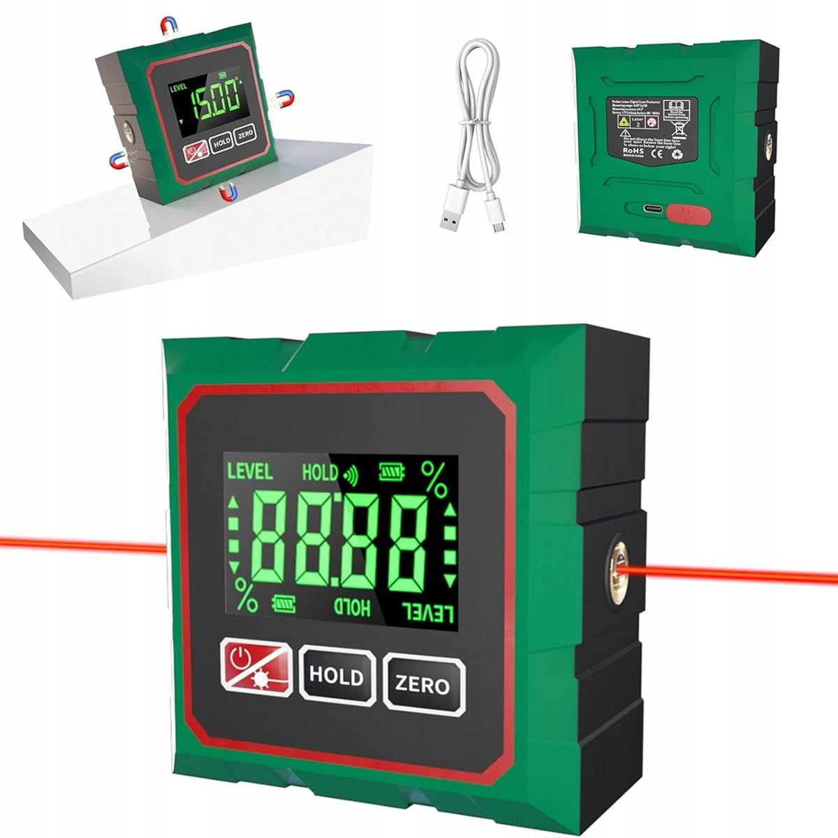 LASER PROTRACTOR DIGITAL INCLINOMETER LASER RULER LCD USB Brand no brand