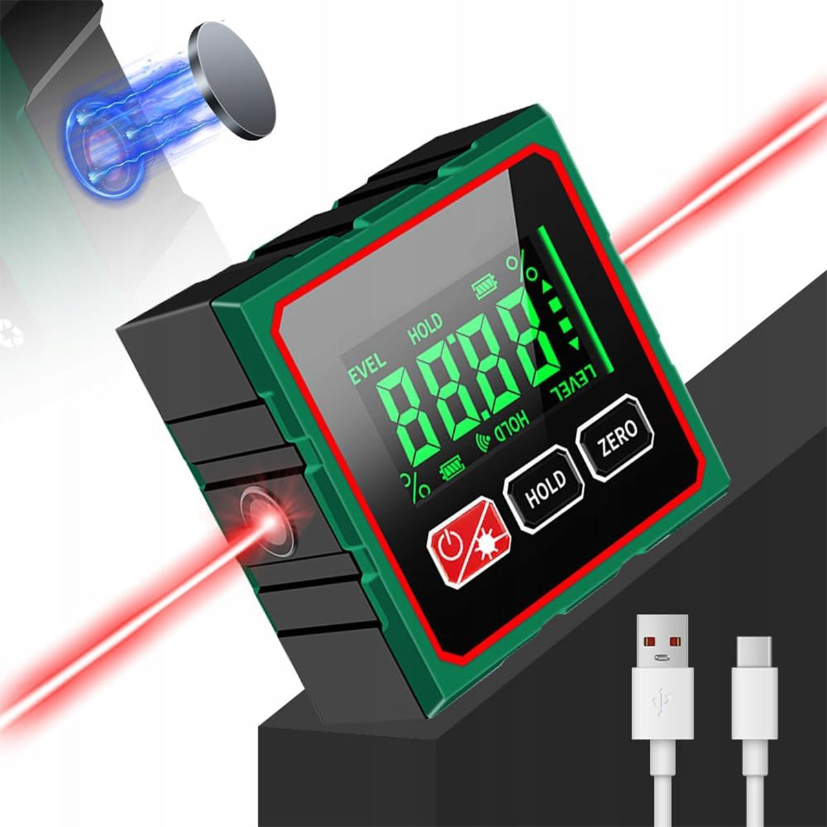 LASER PROTRACTOR DIGITAL INCLINOMETER LASER RULER LCD USB Product weight with unit packaging 0.15 kg