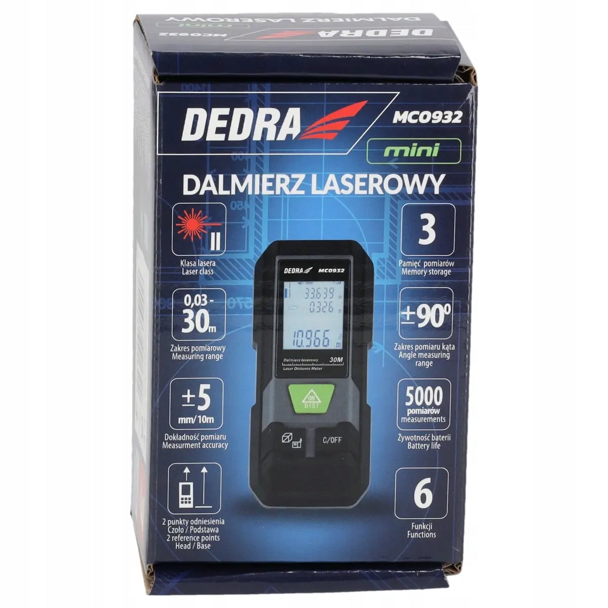 LASER RANGEFINDER 30M MINI MC0932 DEDRA Protection rating IP54