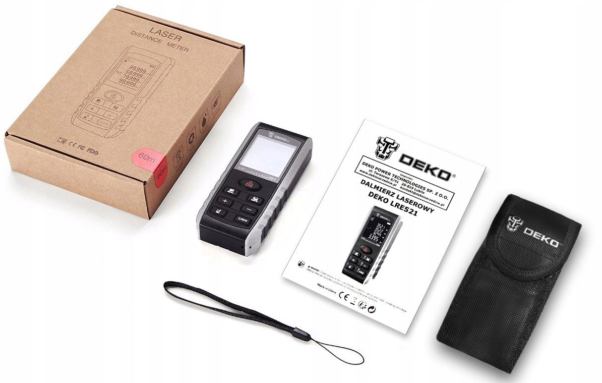 LASER RANGEFINDER >>50M<< DIGITAL PROTRACTOR LASER LEVEL METER DEKO Measurement accuracy (+/- mm) 1,5