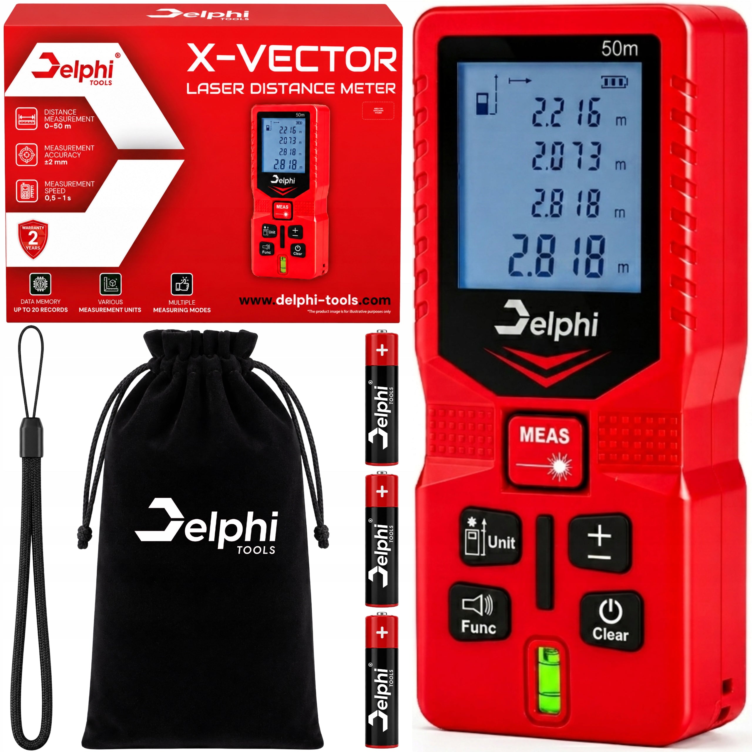LASER RANGEFINDER 50M DIGITAL SURFACE DISTANCE METER LEVEL LCD