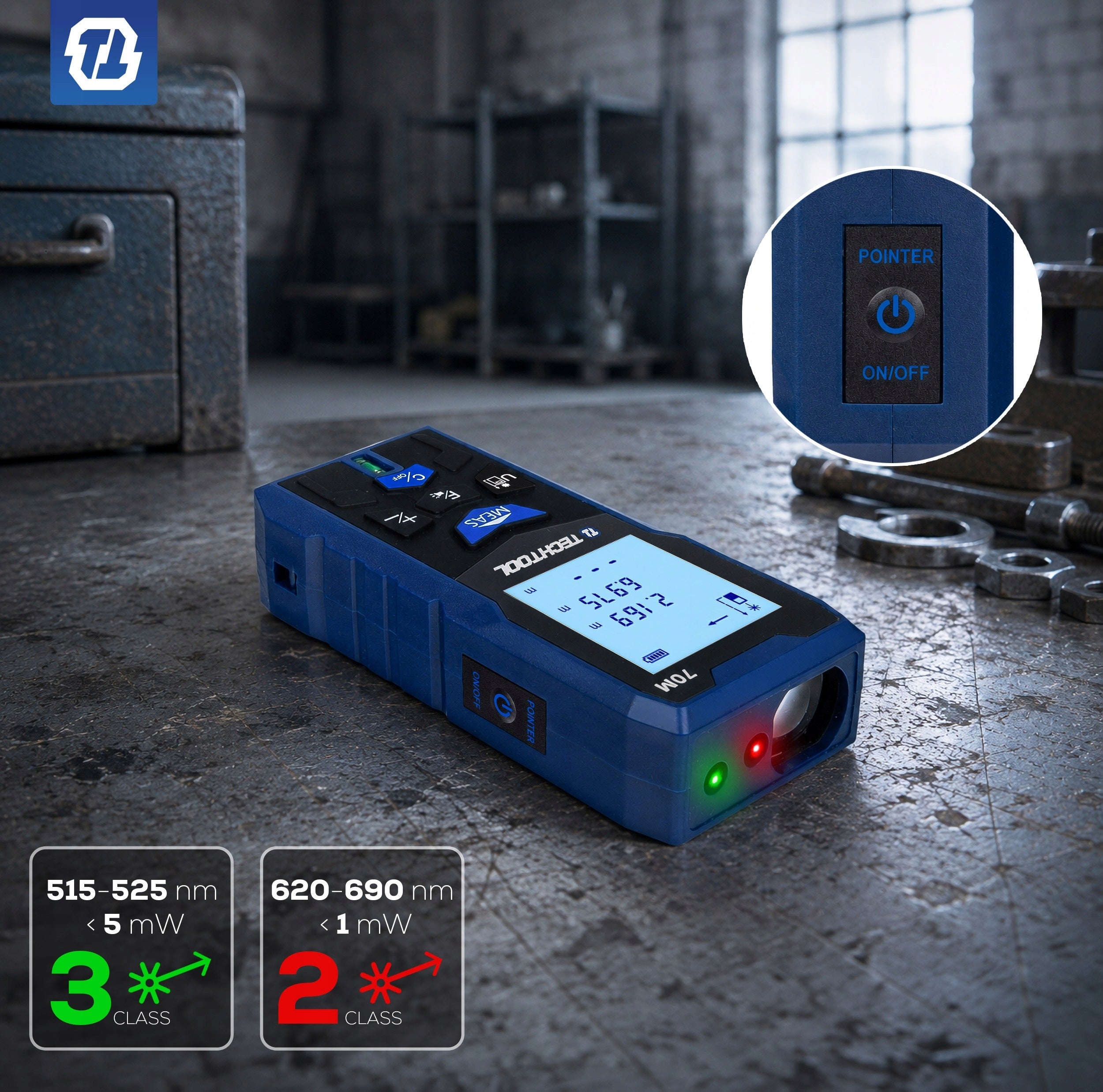 LASER RANGEFINDER >70 M< DIGITAL GREEN RED LASER ACCURATE TECHTOOL Manufacturer code TTDM02