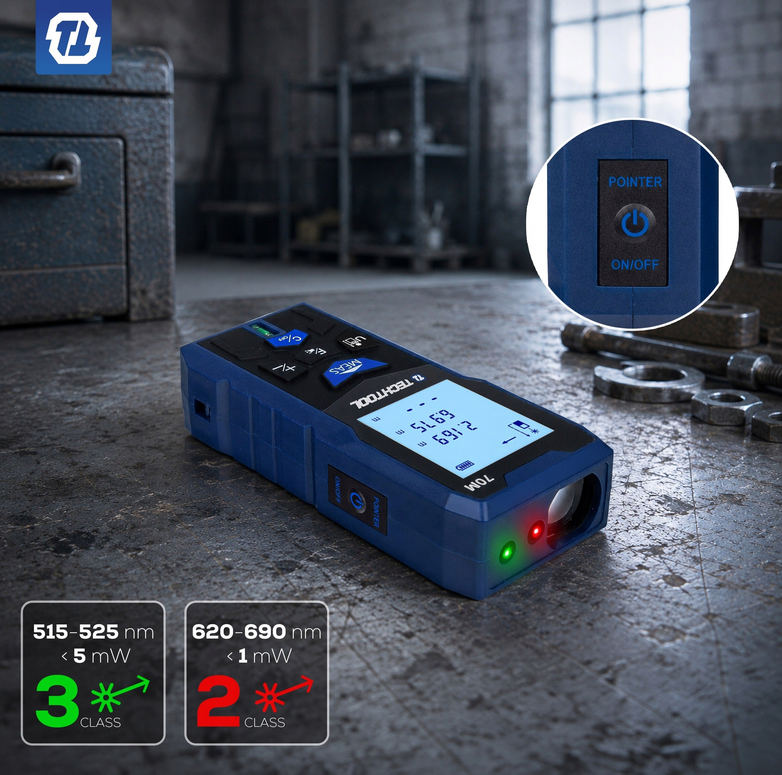 LASER RANGEFINDER >70 M< DIGITAL GREEN RED LASER ACCURATE TECHTOOL Manufacturer code TTDM02