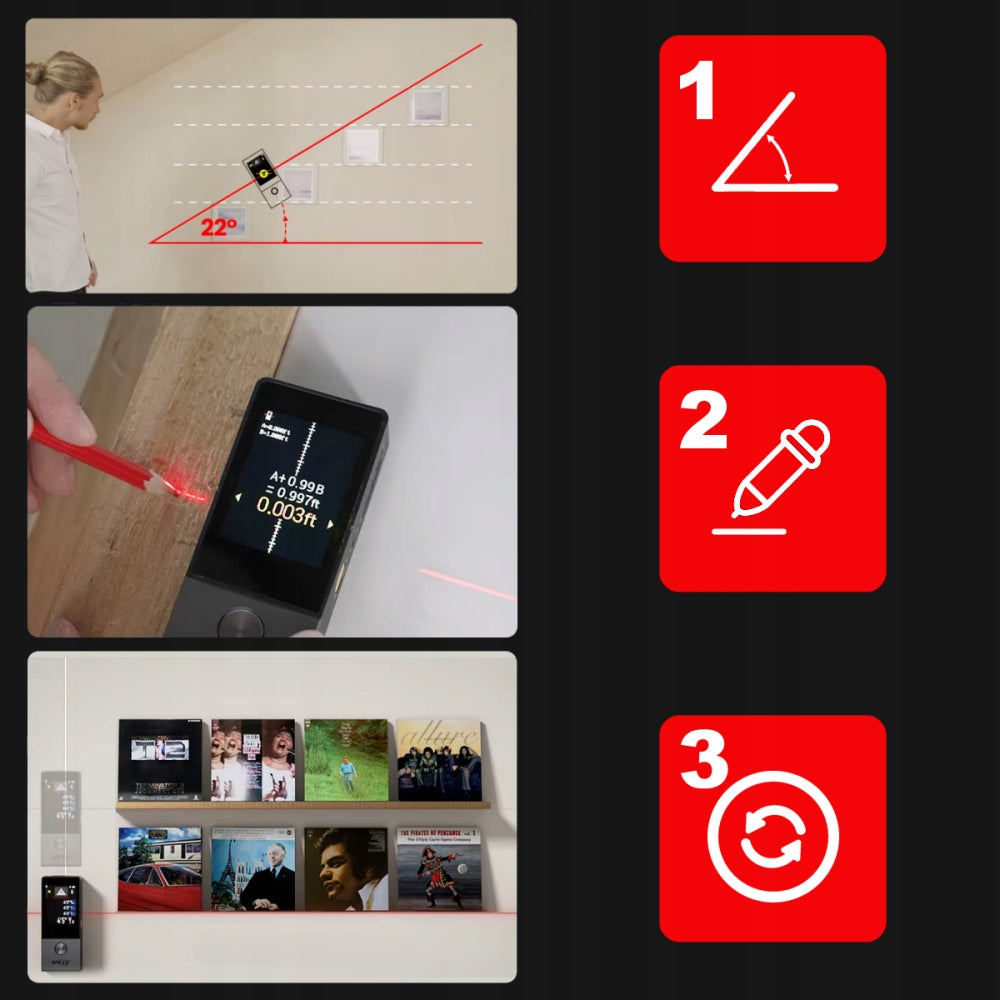 LASER RANGEFINDER ANGLE MEASUREMENT LEVEL SMART LIFE ANDROID iOS SKETCH 100m Batteries included yes