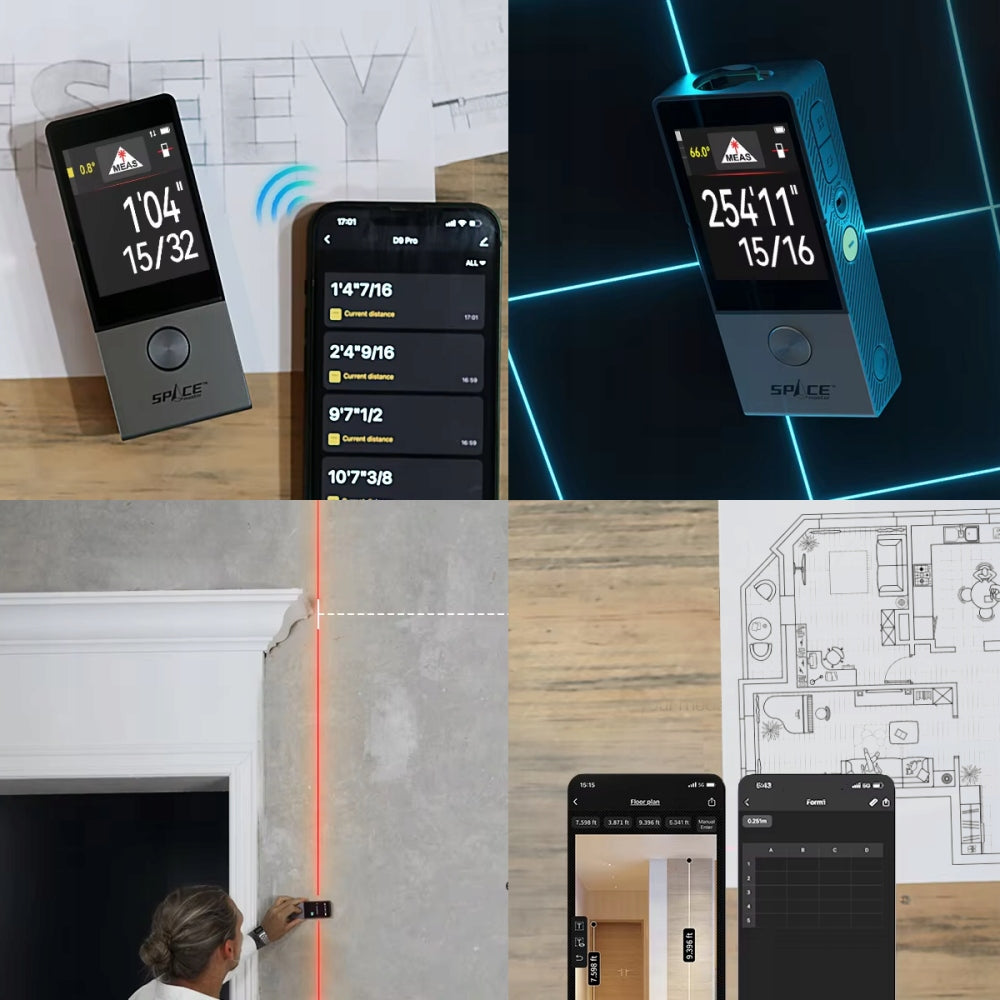 LASER RANGEFINDER ANGLE MEASUREMENT LEVEL SMART LIFE ANDROID iOS SKETCH 100m Brand Mileseey