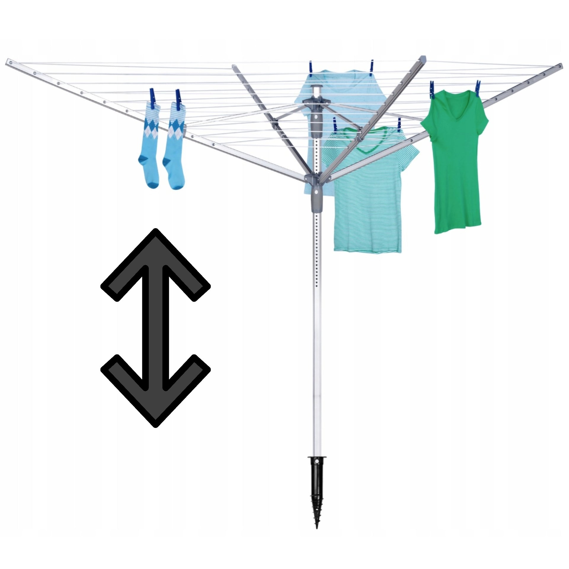 LAUNDRY DRYER GARDEN UNDERWEAR ROTARY 360 DRIVEN INTO CLOTHES Total height 187 cm