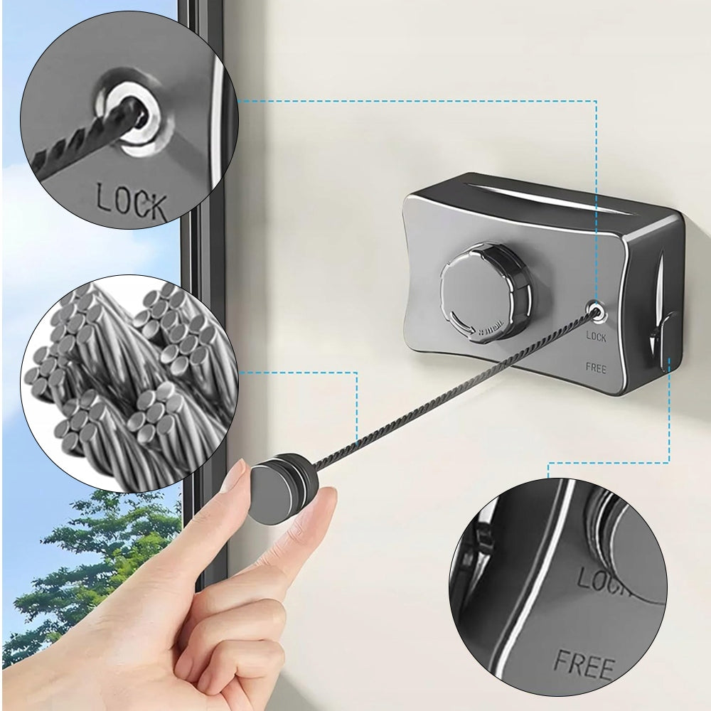 LAUNDRY LINE 5.1M 304 STAINLESS STEEL WITH ACCESSORIES AND 10 CLIPS Kind Balcony