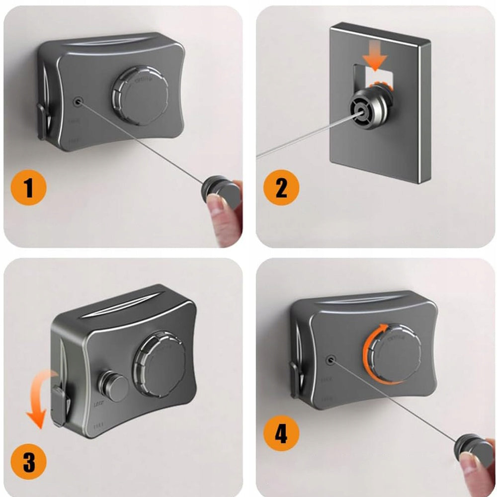 LAUNDRY LINE 5.1M 304 STAINLESS STEEL WITH ACCESSORIES AND 10 CLIPS Unfolded width 9.8 cm