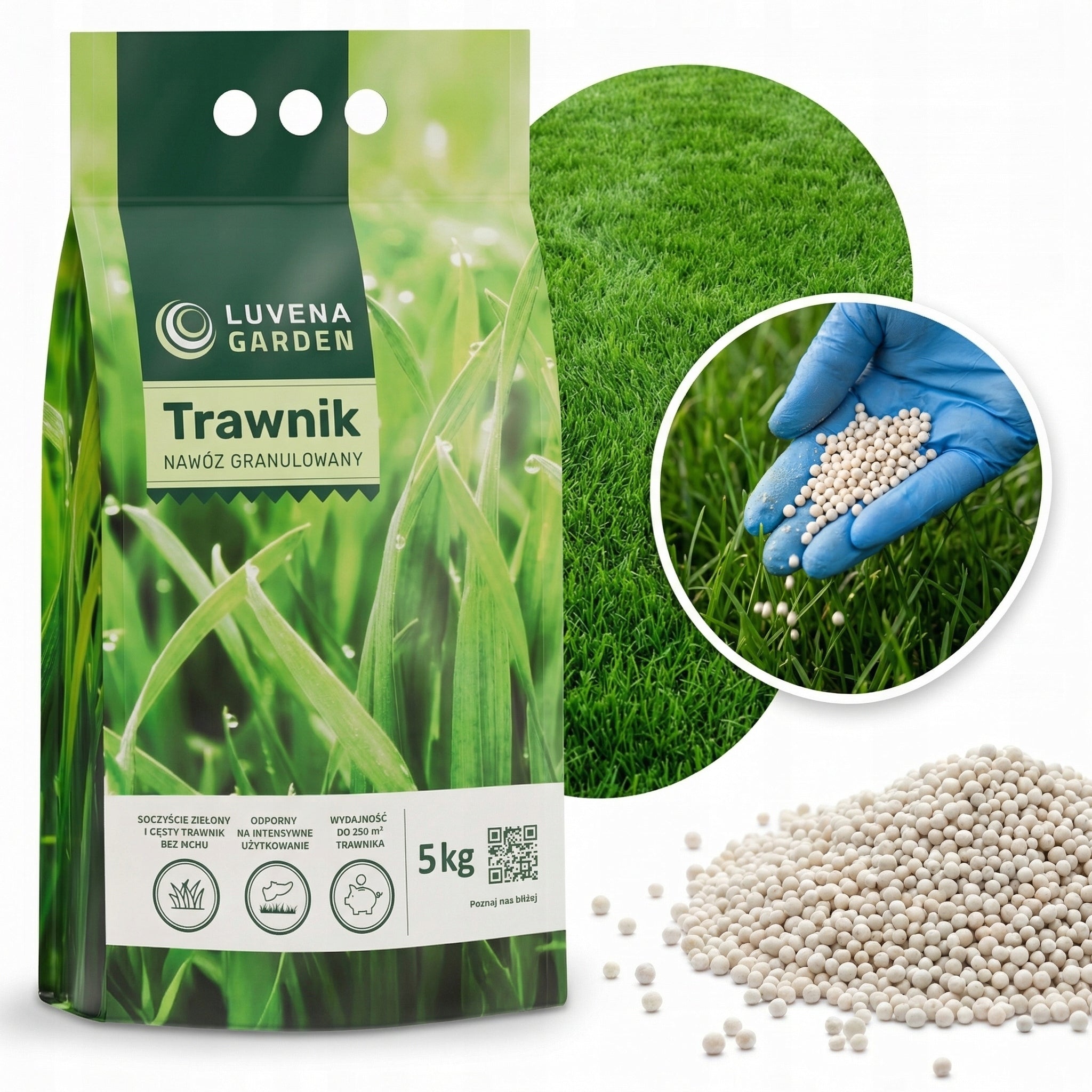 LAWN GRASS FERTILIZER EFFICIENT MULTICOMPONENT LUVENA GARDEN GRANULES 5KG