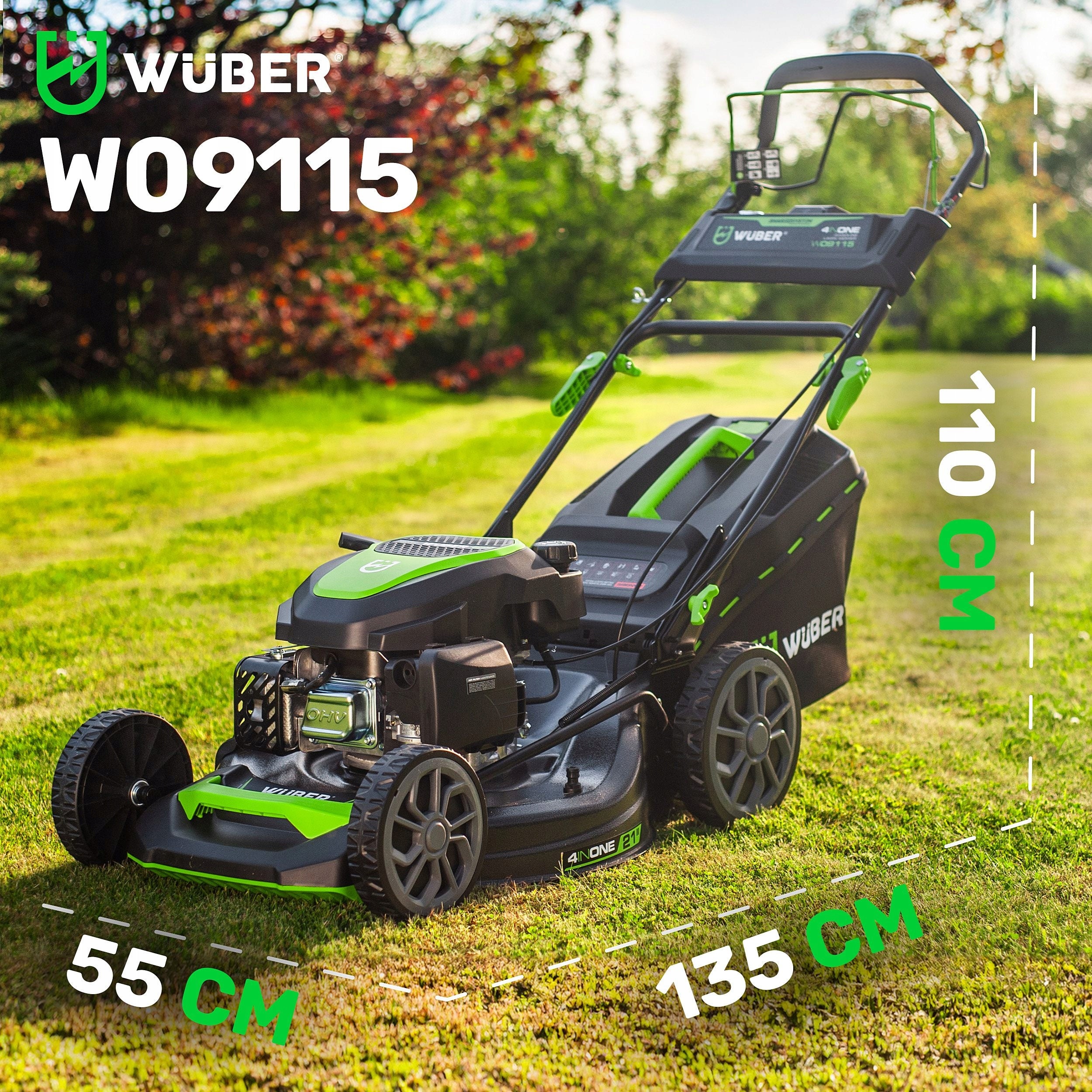 LAWN MOWER WITH DRIVE STRONG 6,25KM START ON BUTTON 53CM Model W09115 KOSIARKA SPALINOWA DO TRAWY 53CM MOCNA 4W1