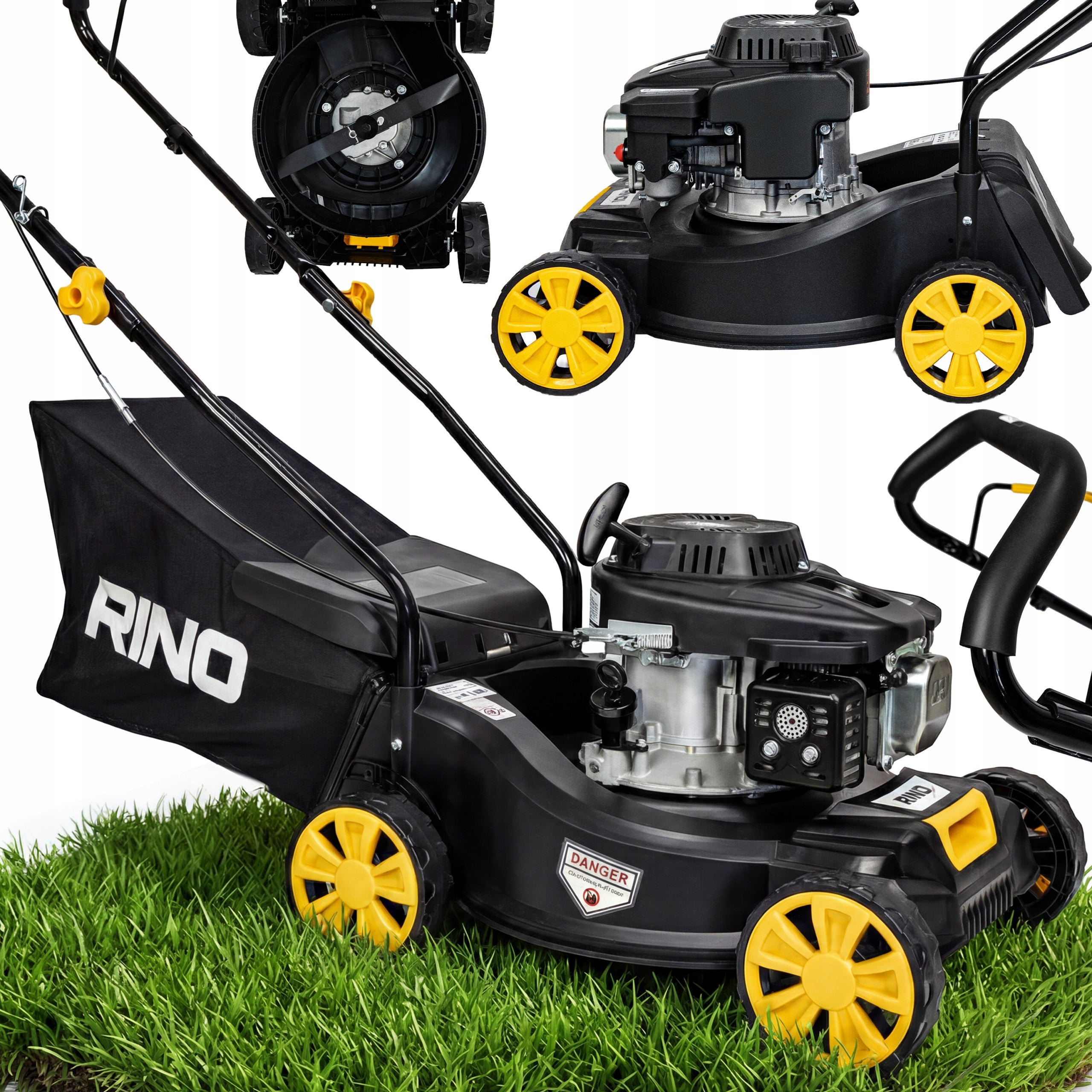 LAWN MOWER WITHOUT DRIVE 125CC 3 KM LARGE BASKET 45L 41CM RINO