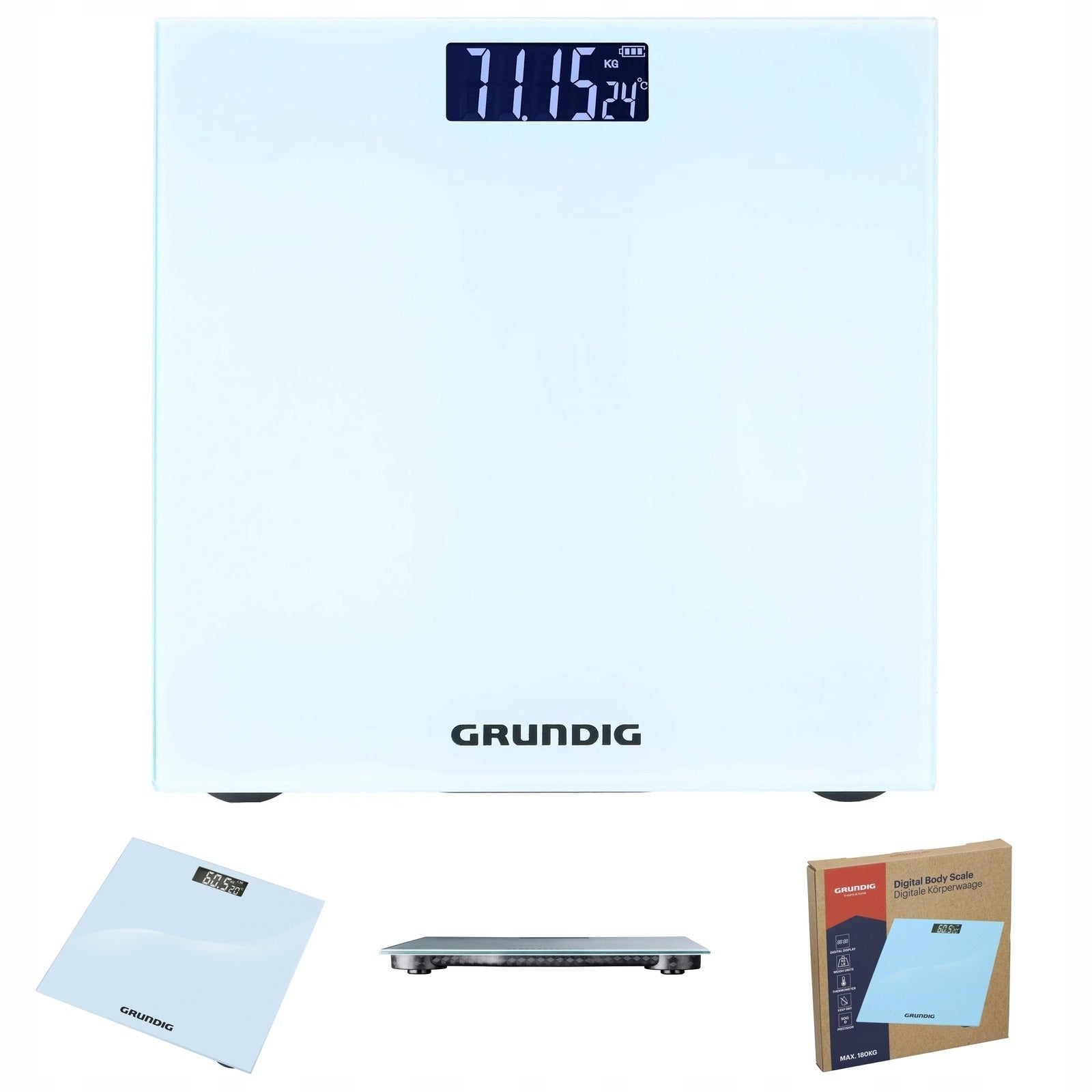 LCD Electronic Bathroom Scale Accurate with Temperature GRUNDIG 180kg