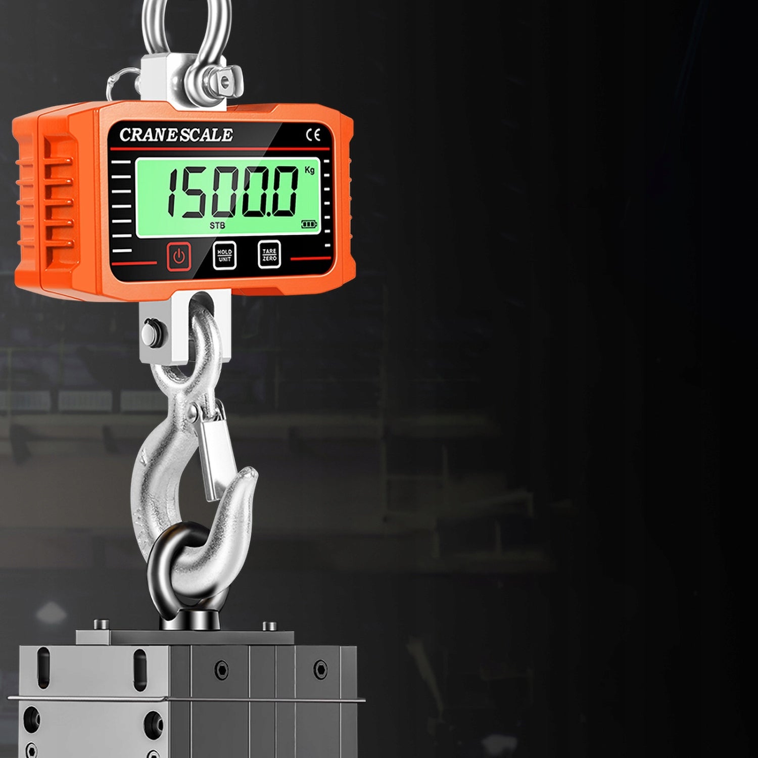 LCD INDUSTRIAL SUSPENDED HOOK SCALE UP TO 2000 kg+ Dry Battery + Remote Control Batteries included no