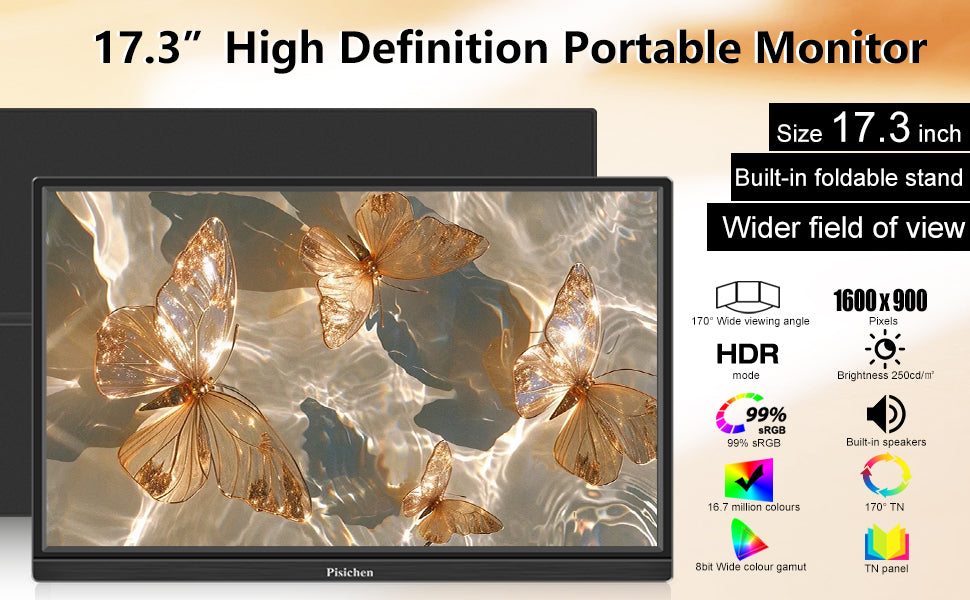 LCD Monitor PISICHEN ADDITIONAL SCREEN 17,3" 1600 x 900 px Manufacturer code PRZENOŚNY MONITOR