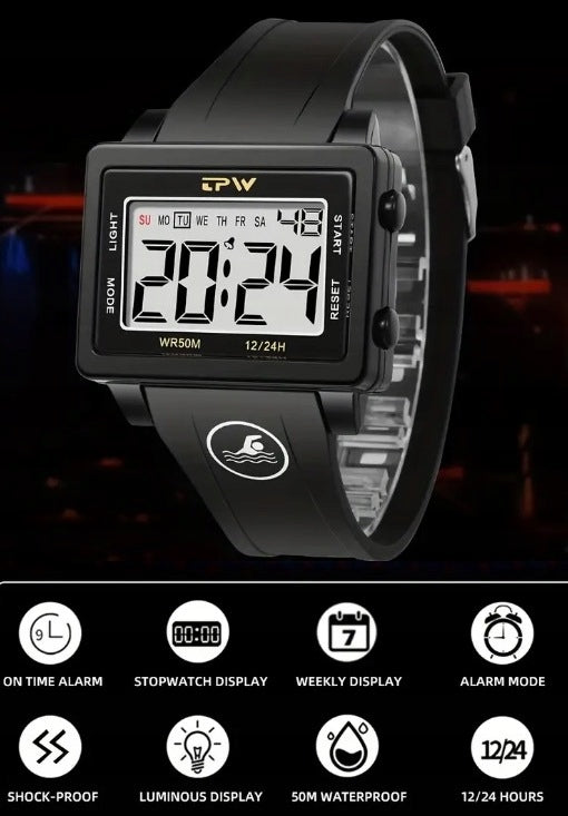 LCD electronic watch TPW sports style massive readable Dial color black