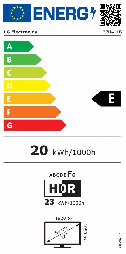 LCD monitor LG 27U411B-B 27" 1920 x 1080 px IPS / PLS Brand LG