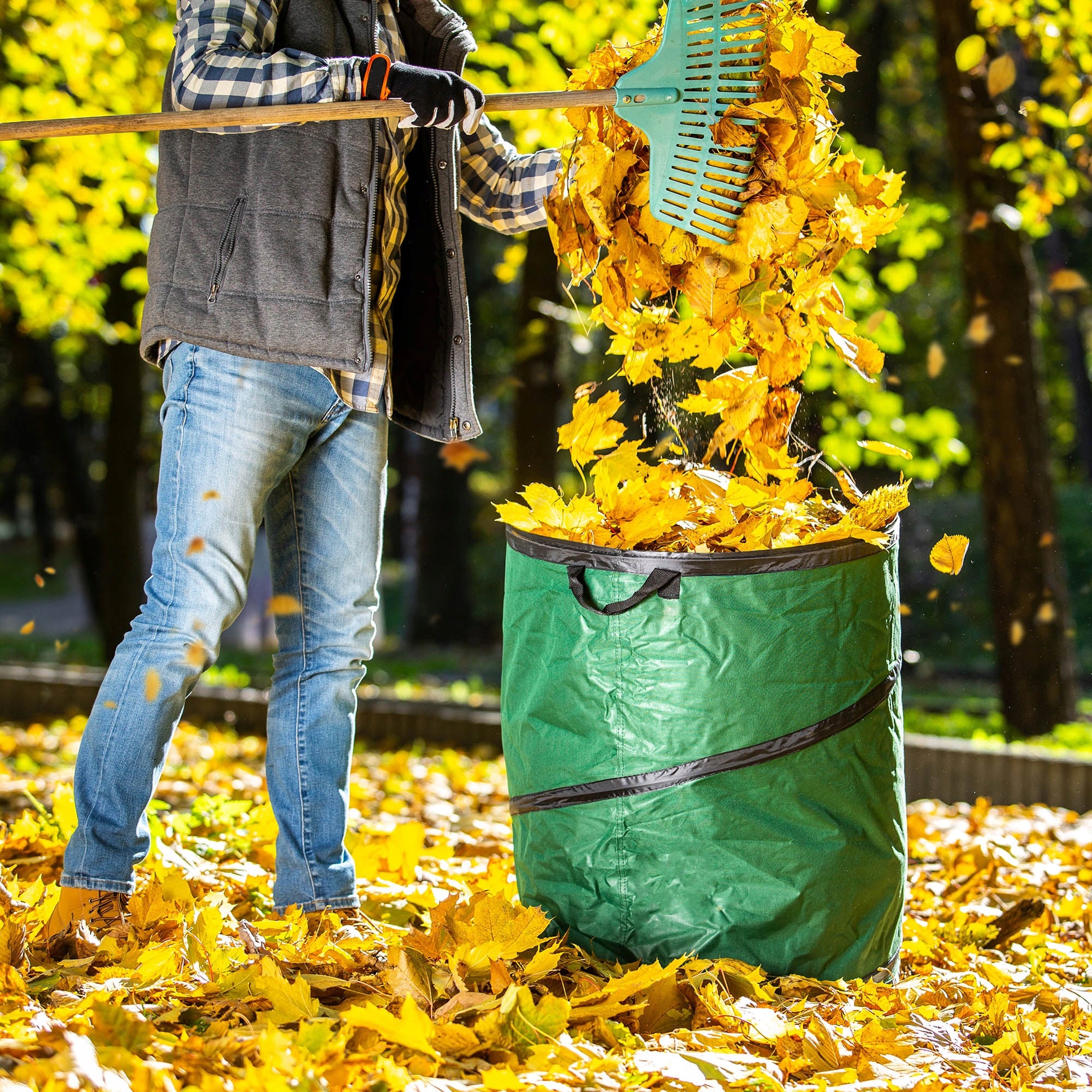LEAF BAG GARDEN WASTE BASKET GRASS FOLDING STRONG WITH HANDLES 175 L Brand Kadax