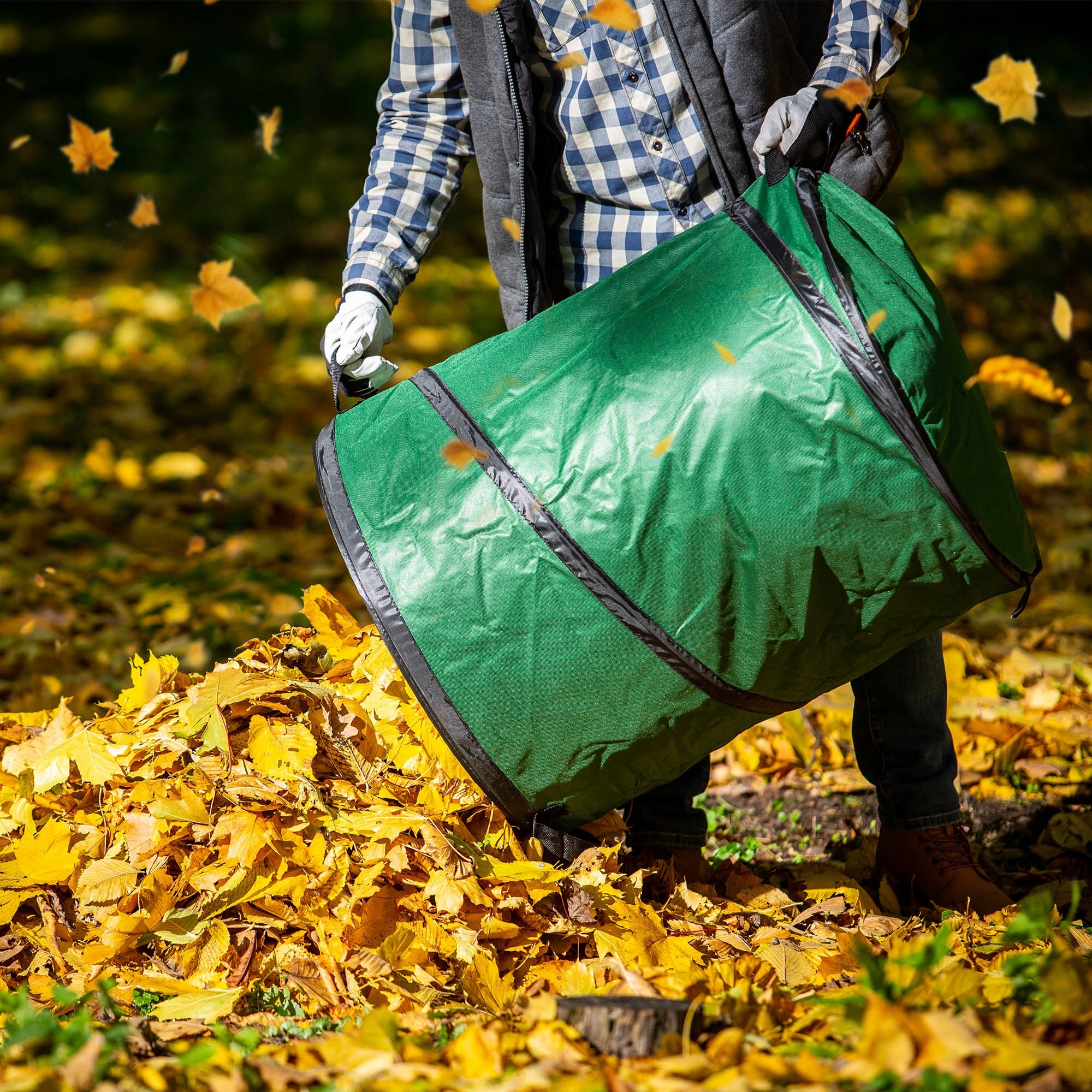 LEAF BAG GARDEN WASTE BASKET GRASS FOLDING STRONG WITH HANDLES 175 L Packaging status original