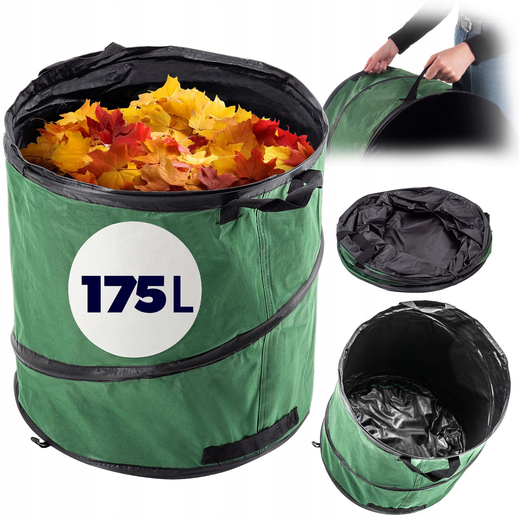 LEAF BAG GARDEN WASTE BASKET GRASS FOLDING STRONG WITH HANDLES 175 L