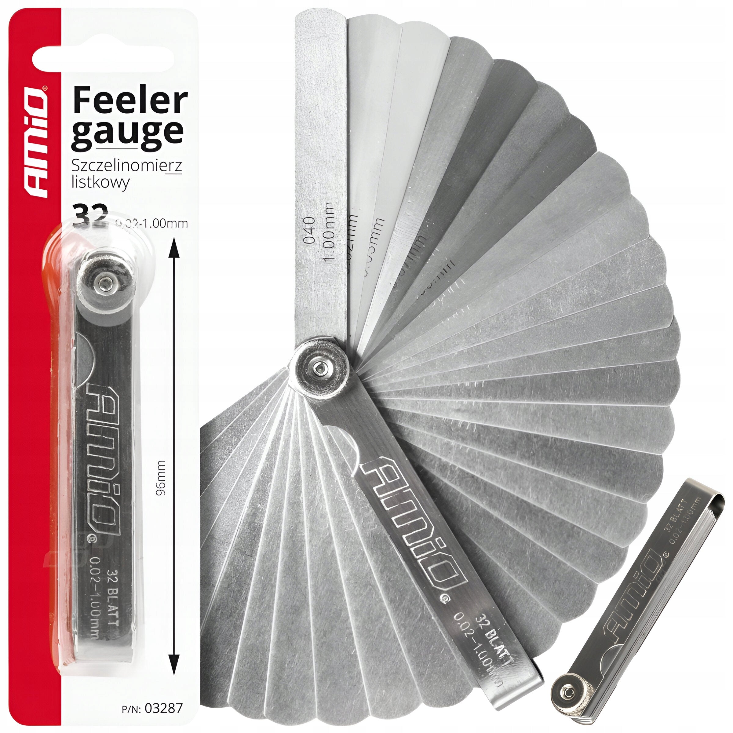 LEAF SLOTTER PLATE GAUGE 0,02-1 MM 32 LEAVES 96 MM AMIO