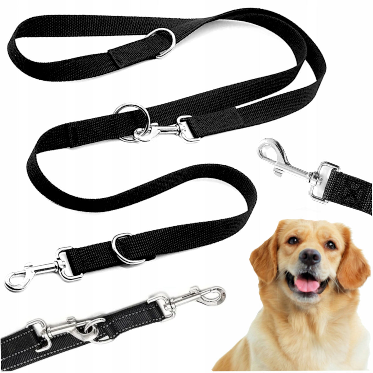 LEASH ADJUSTABLE CLIP-ON FOR DOG 5M WALKING RUNNING DOUBLE STRONG