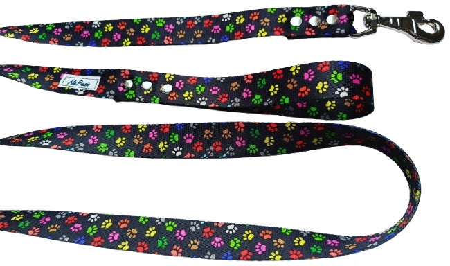 LEASH FOR BIG DOG COLORFUL PAWS THICK LARGE CARABINER RIVETED 2M Brand AlePiesio
