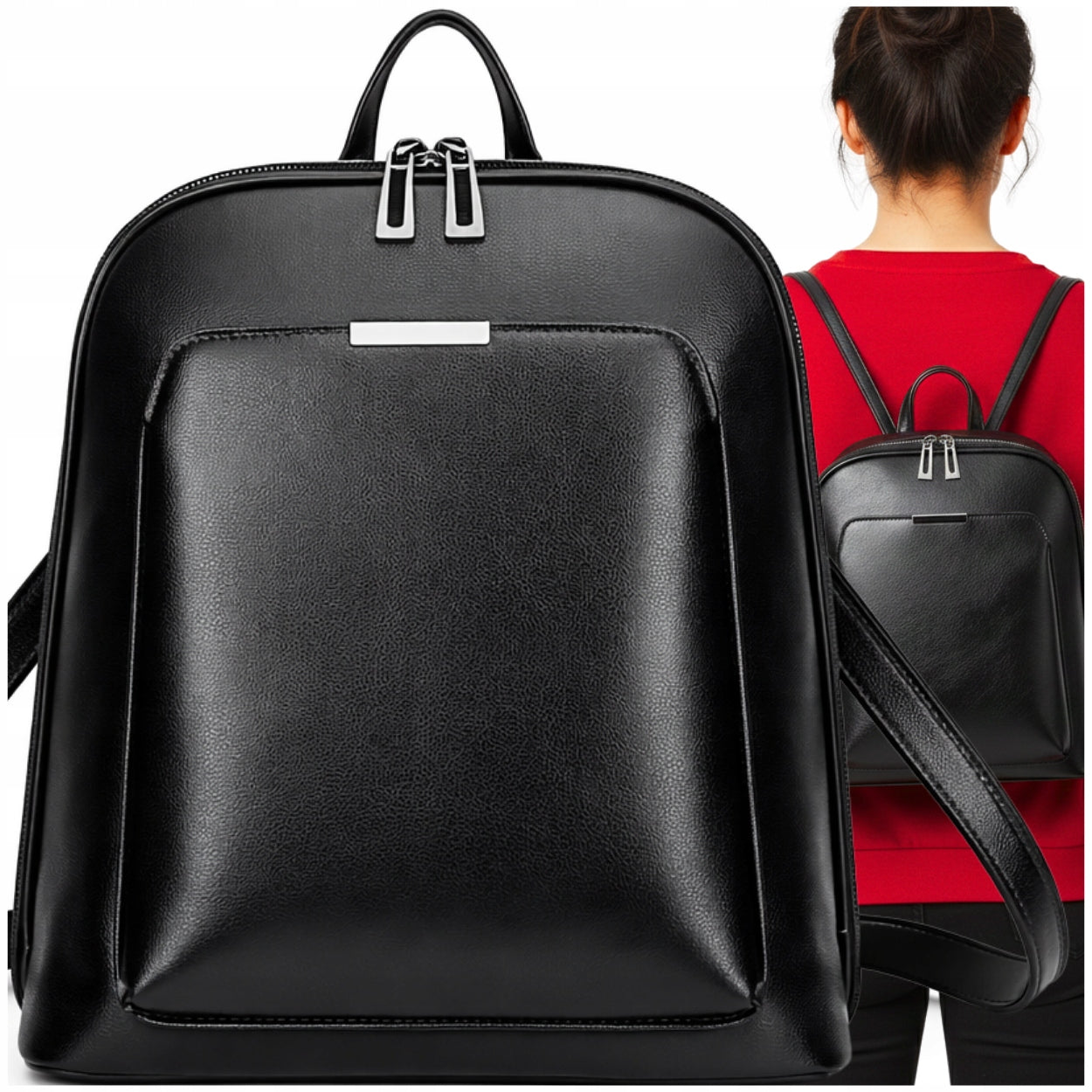 LEATHER BACKPACK LEATHER BAG WOMEN'S BAG A4 ROOMY ELEGANT