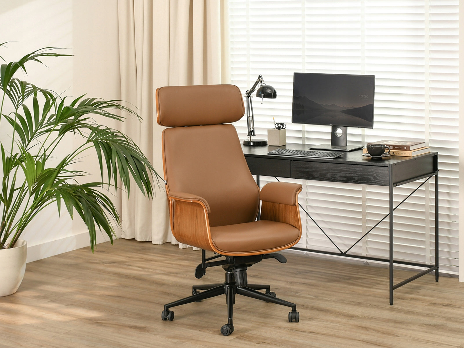 LEATHER BROWN BENT WOOD CABINET CHAIR WALNUT LEONARD BLACK Manufacturer code 5907698646471