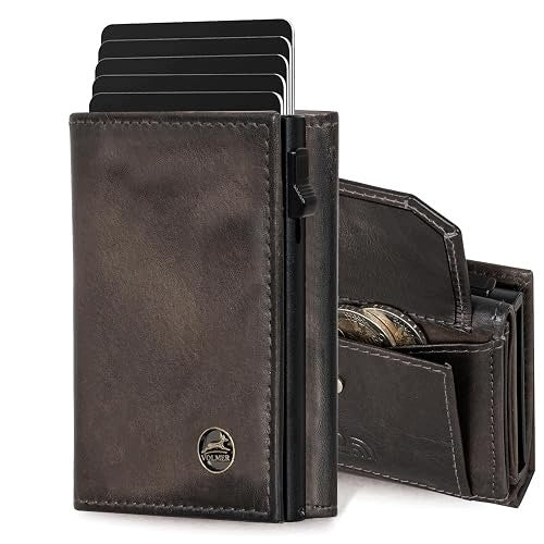 LEATHER CARD CASE WITH RFID PROTECTION COMPARTMENT COINS MEN'S plastic Brand no brand