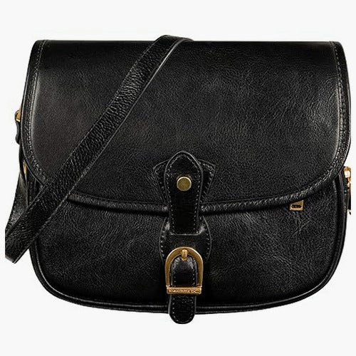 LEATHER SHOULDER BAG FOR WOMEN BLACK HANDBAG WALLET FOR HOME
