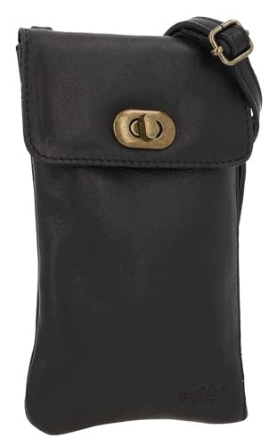 LEATHER SHOULDER BAG WOMEN'S ELIO COVER PHONE BLACK for home Brand no brand