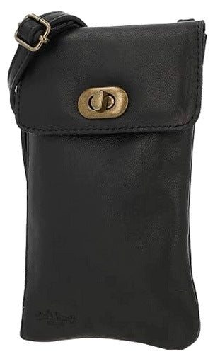 LEATHER SHOULDER BAG WOMEN'S ELIO COVER PHONE BLACK for home