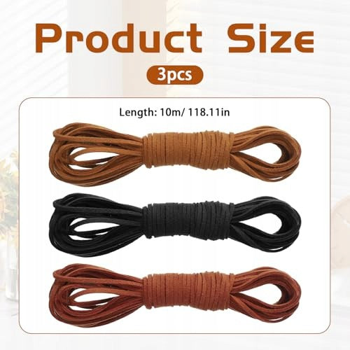 LEATHER STRING SET OF 3 ROLLS DIY VINTAGE JEWELRY TAPE 30M Manufacturer code Producent niezależny