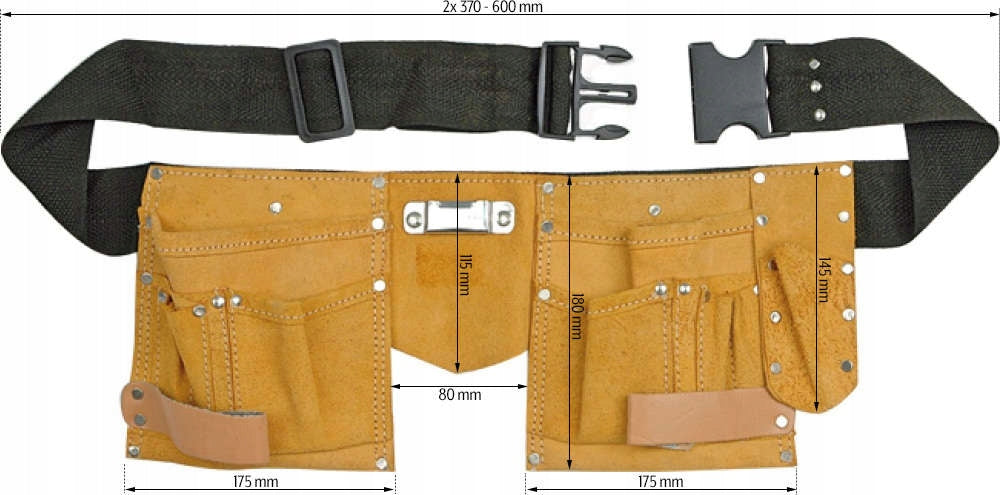 LEATHER TOOL BELT FOR TOOLS 11 POCKETS Brand Vorel