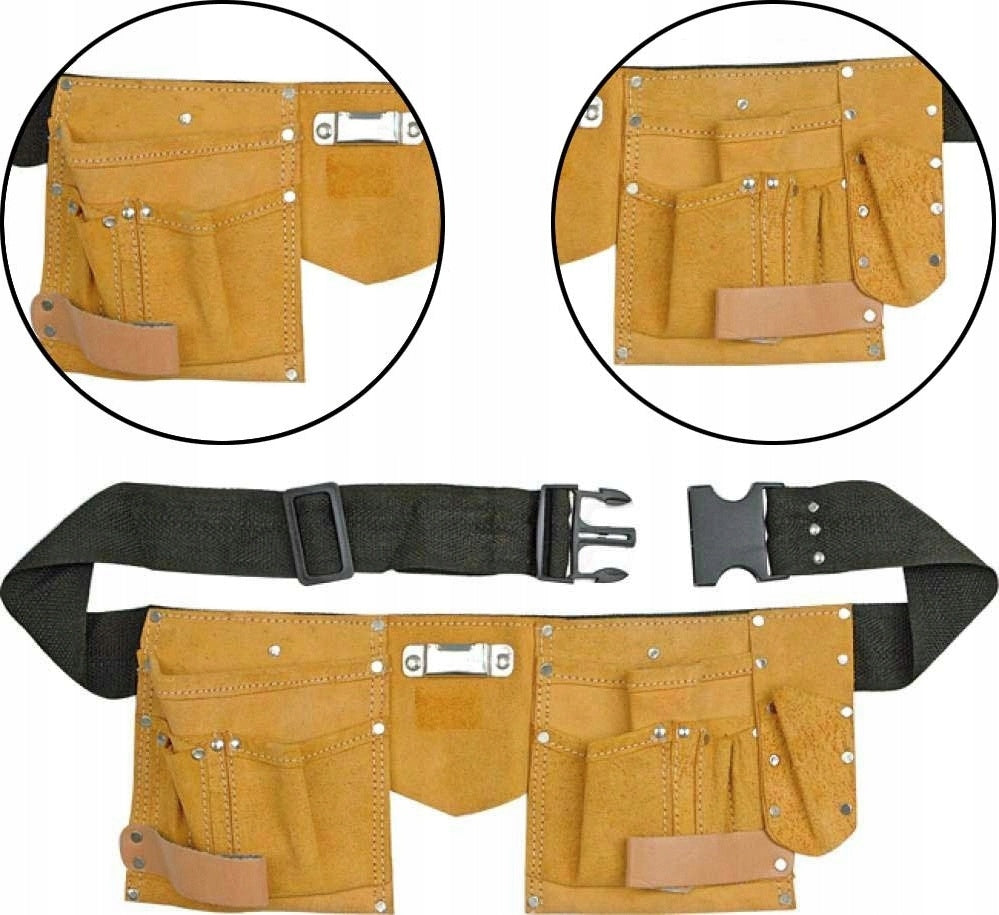 LEATHER TOOL BELT FOR TOOLS 11 POCKETS