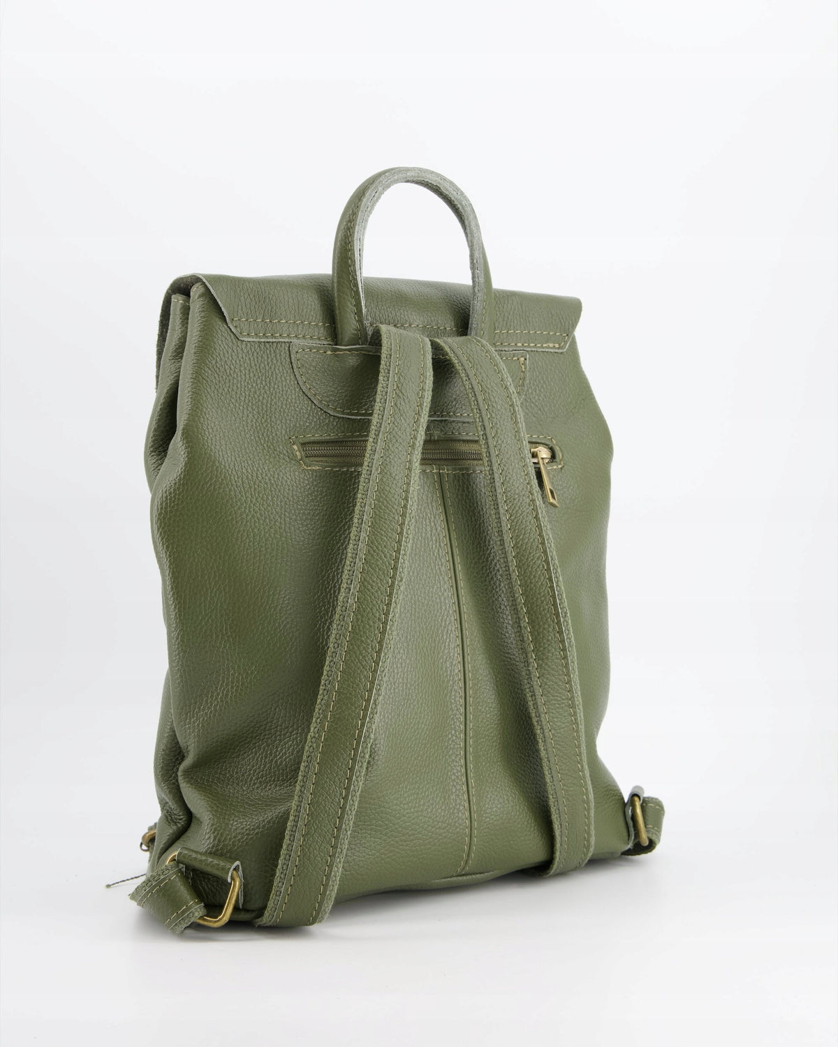 LEATHER WOMEN'S BACKPACK VENEZIA - GREEN WITH MAGNET FLAP Brand VENEZIA