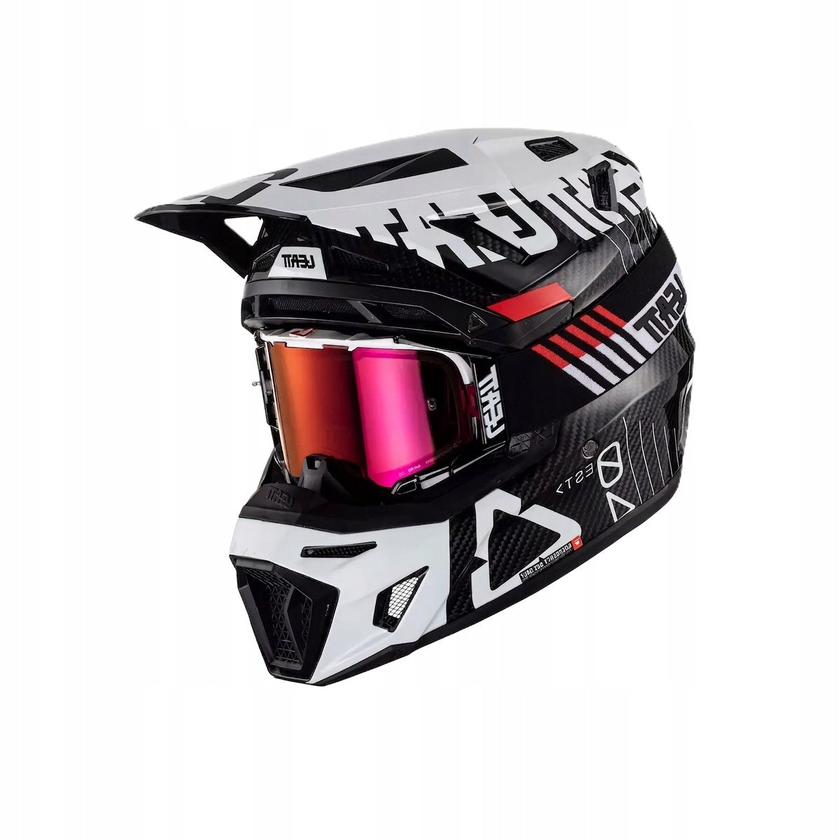 LEATT Motorcycle Helmet 9.5 V23 Black / White S + Velocity Goggles 6.5