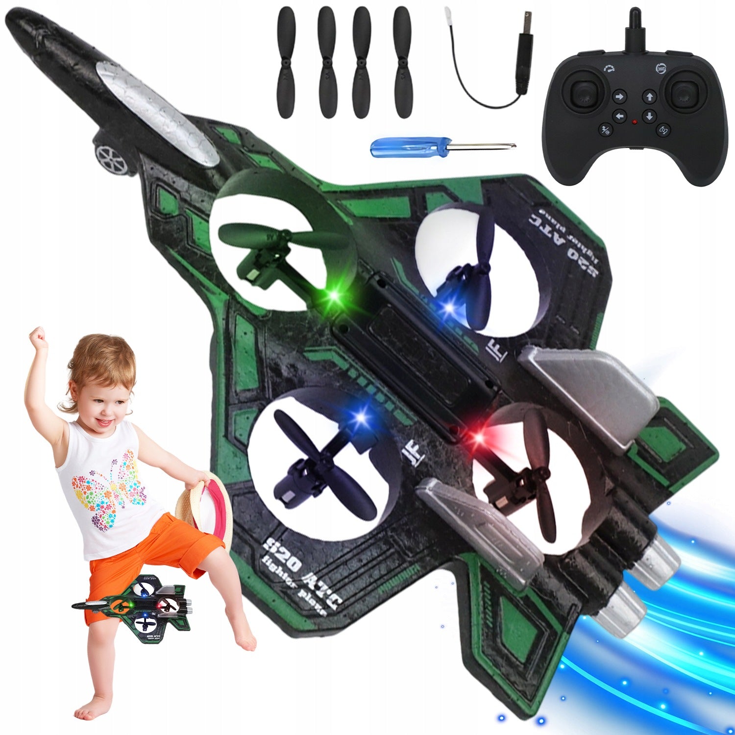 LED AIRPLANE REMOTE CONTROLLED DRONE JET PILOT + battery