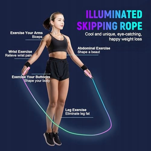 LED BACKLIT JUMP ROPE PINK FOR KIDS TO PLAY AND EXERCISE AT HOME Rope length 1 cm