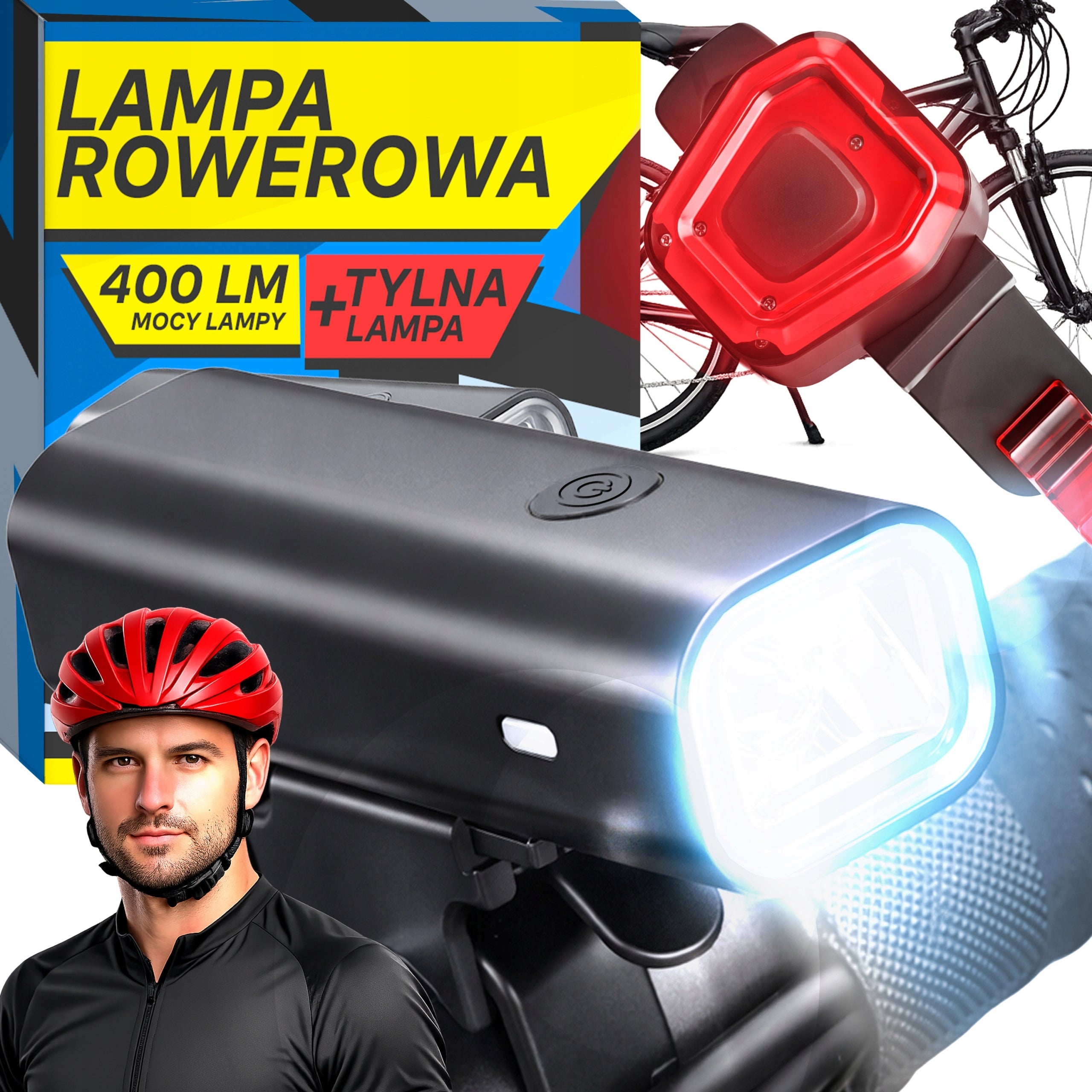 LED BICYCLE LIGHT FRONT + REAR TO USB POWERFUL LIGHTING 400LM 2000mAh
