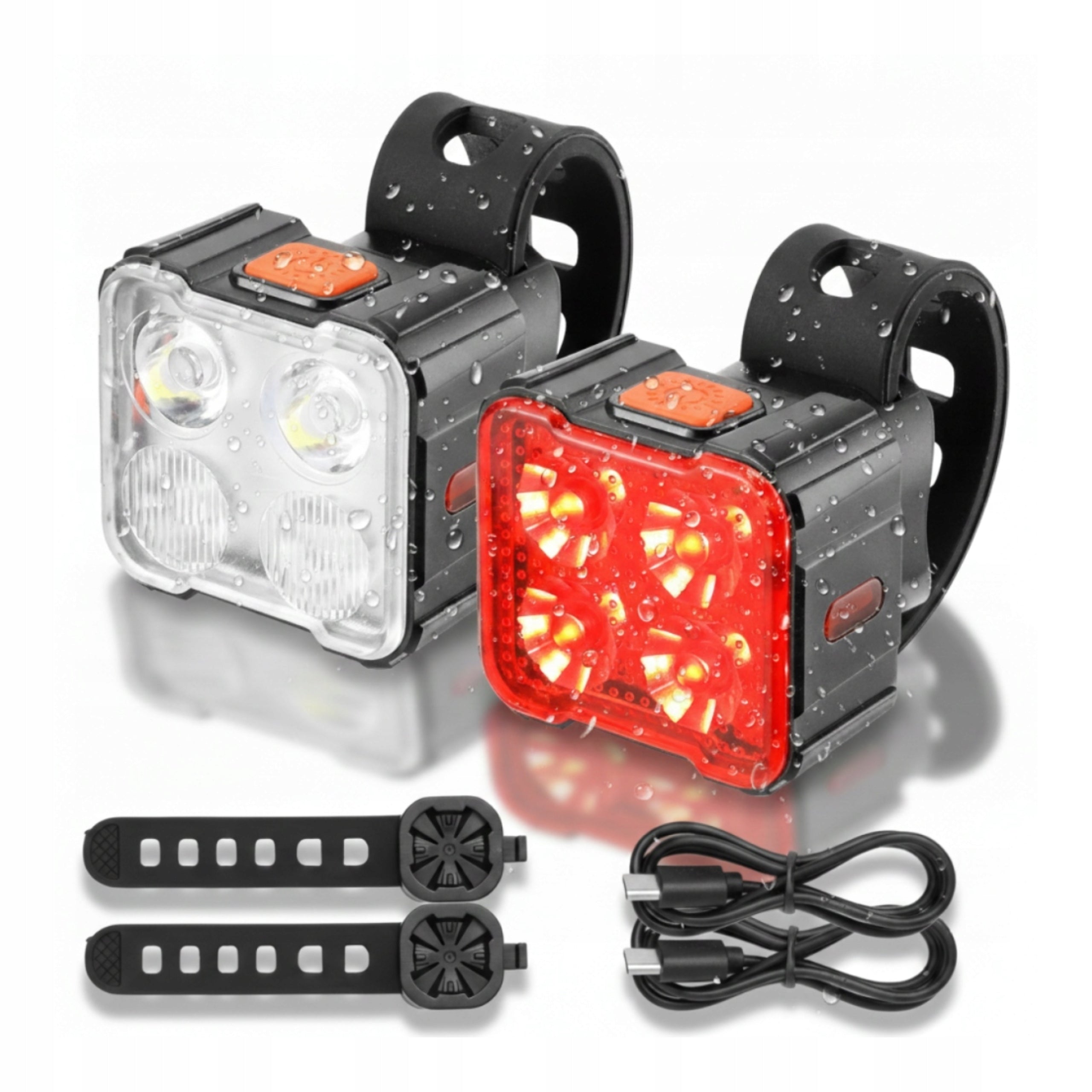 LED BICYCLE LIGHT USB C SET for Front and Rear Waterproof Front Rear