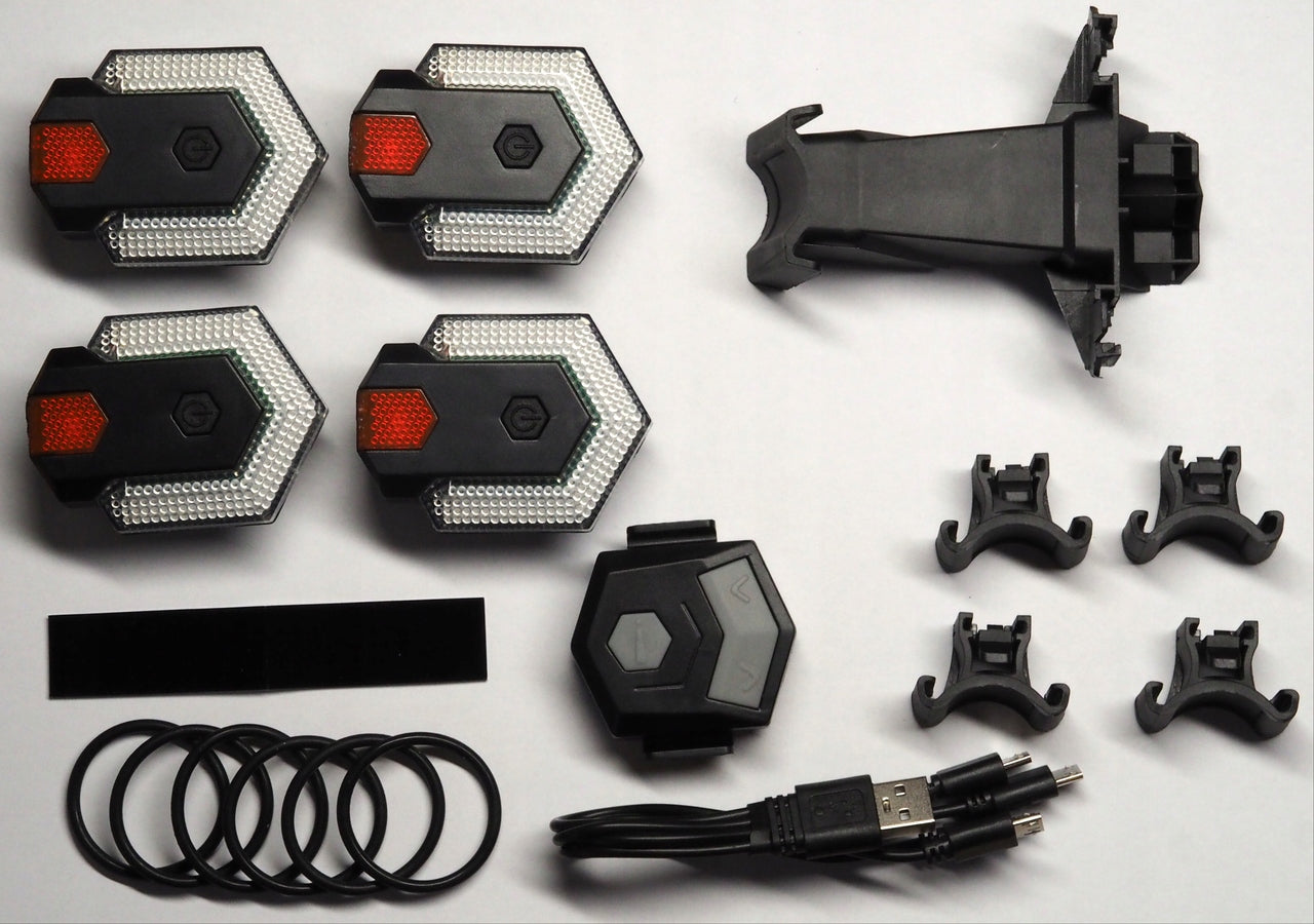 LED BICYCLE TURN SIGNALS FOR SCOOTER FOR BIKE 4 PIECES LED + REMOTE CONTROL